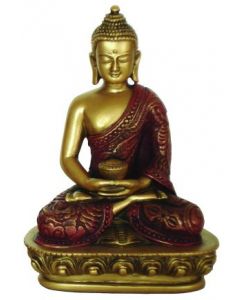 Buddha-rød-i meditationsstilling.
