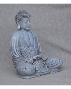 Buddha Seated-WHITE STONE FINISH
