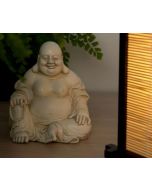 Happy Buddha-SITTING-hvid-18 cm